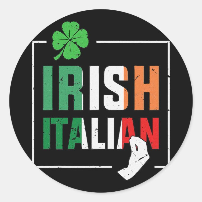 Sticker Rond Drapeau irlandais demi-irlandais italien irlandais (Devant)