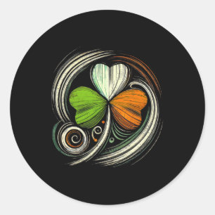 Sticker Rond Drapeau irlandais en détresse Drapeau Shamrock Dra