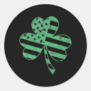 Sticker Rond Drapeau irlandais Vintage Shamrock St patrick D