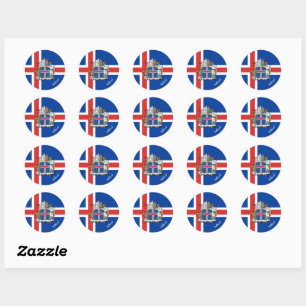 Sticker Rond Drapeau islandais, vacances/sports