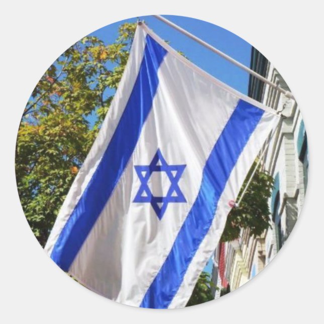Sticker Rond Drapeau Israël (Devant)