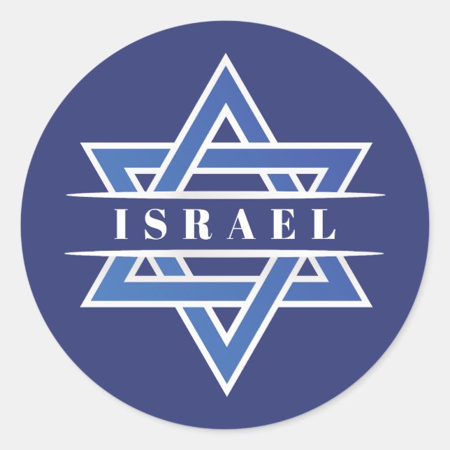 Sticker Rond Drapeau Israël Star De David (Devant)