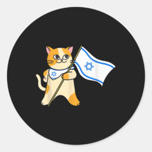 Sticker Rond Drapeau israélien chat sioniste pro-israël juif