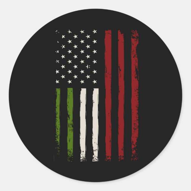Sticker Rond Drapeau Italien Américain Italie Patrimoine Amériq (Devant)