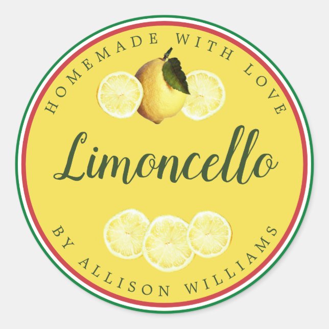 Sticker Rond Drapeau italien de Limoncello fait maison sur mesu (Devant)