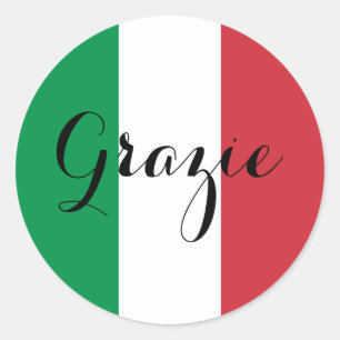 Sticker Rond Drapeau italien Élégante Calligraphie Grazie