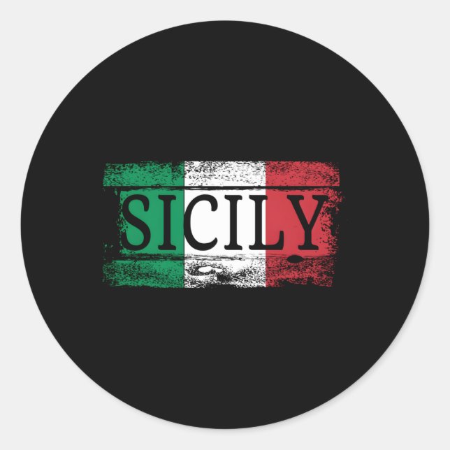 Sticker Rond Drapeau Italien I Sicile Italie (Devant)