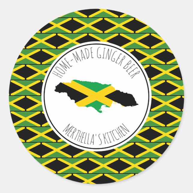 Sticker Rond Drapeau jamaïcain GINGER BEER (Devant)