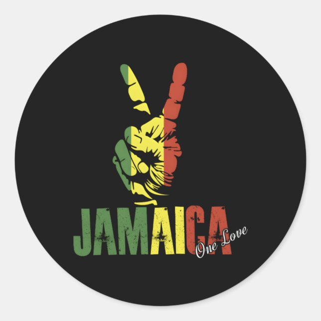 Sticker Rond Drapeau Jamaïcain Jamaïque C'Est Dans Mon Adn (Devant)