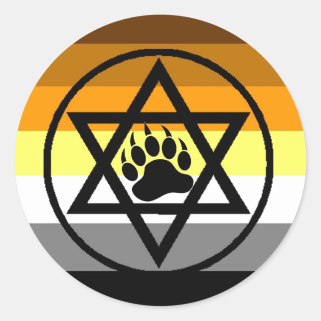 Sticker Rond Drapeau juif de fierté d'ours (Devant)