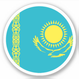 Sticker rond Drapeau Kazakhstan