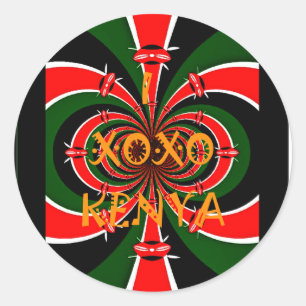 Sticker Rond Drapeau Kenya d'inspiration africaine - Art Abstra