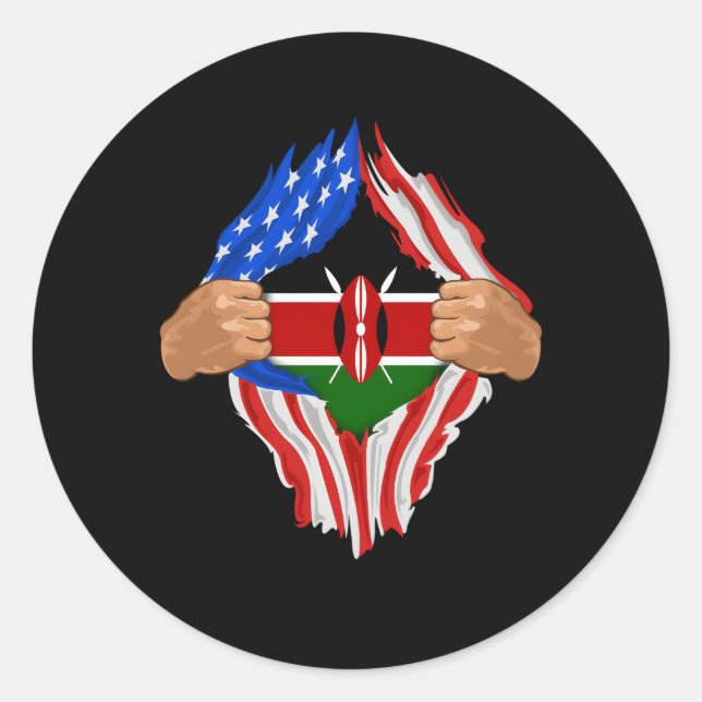Sticker Rond Drapeau kenyan (Devant)