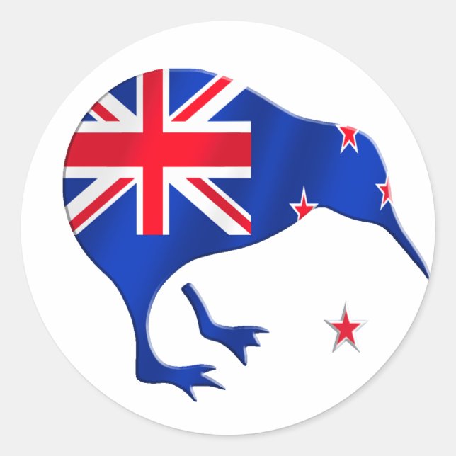 Sticker Rond drapeau kiwi Nouvelle-Zélande cadeaux de football (Devant)
