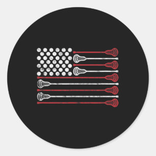 Sticker Rond Drapeau Lacrosse USA 