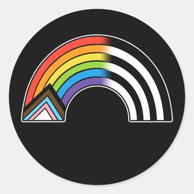 Sticker Rond Drapeau LGBT Ally Drapeau Progrès Fierté Drapeau D (Devant)