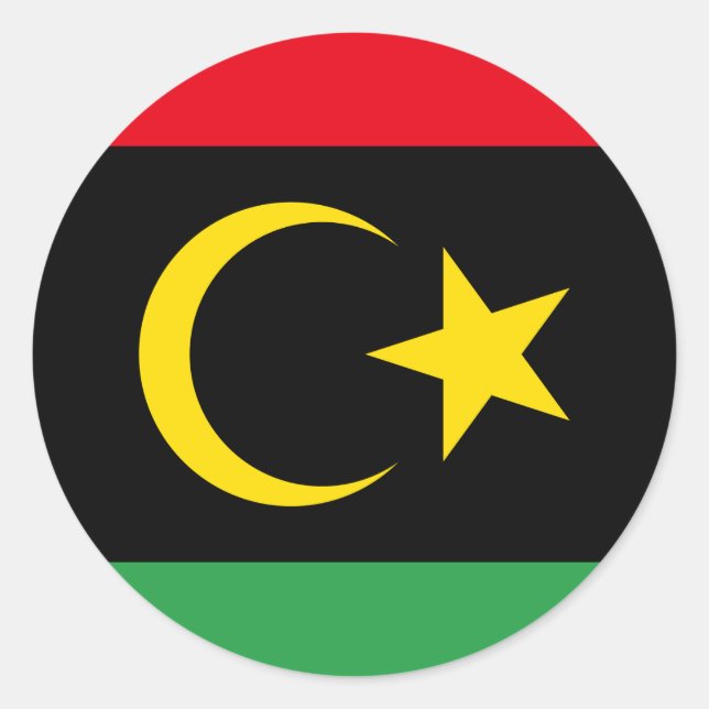 Sticker Rond Drapeau libyen & Emblème national, Drapeau de la L (Devant)