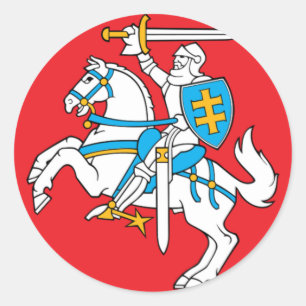 Sticker Rond Drapeau Lietuvos Valstybes Veliava, Vytis, Lituani
