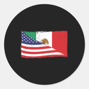 Sticker Rond Drapeau Mexicain États-Unis Drapeau Fier Mexique R