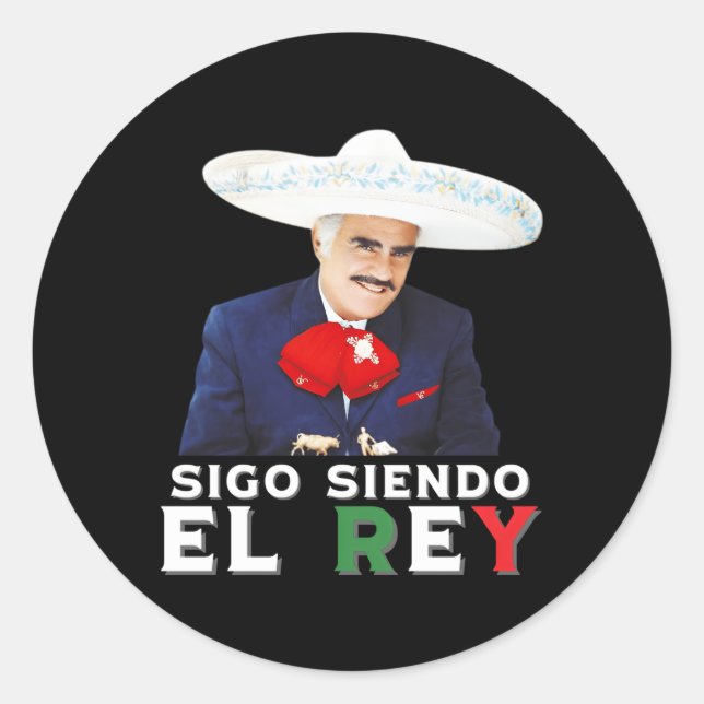 Sticker Rond Drapeau mexicain Vicente Fernandez Siendo El Rey (Devant)