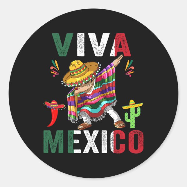 Sticker Rond Drapeau Mexique Fête de l'Indépendance Mexicaine H (Devant)
