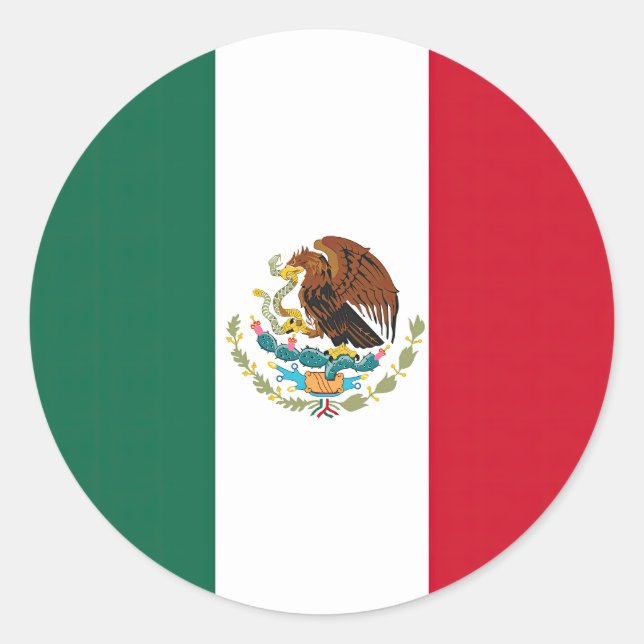 Sticker Rond Drapeau Mexique Tricolore (Devant)