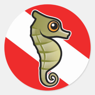 Sticker Rond Drapeau mignon de piqué d'hippocampe de bande