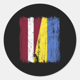 Sticker Rond Drapeau moitié Lettonie Ukraine Patrimoine letton