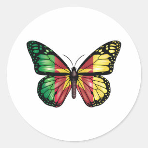 Sticker Rond Drapeau monarque papillon du Cameroun