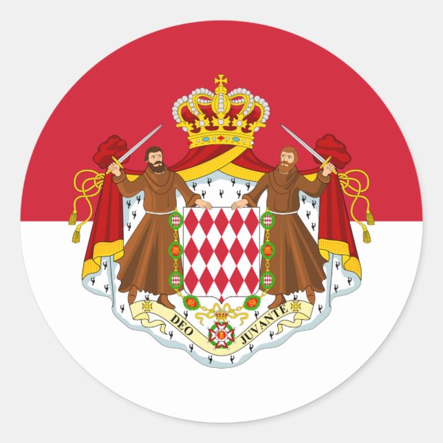 Sticker Rond Drapeau Monégasque & Armoiries, Drapeau de Monaco (Devant)