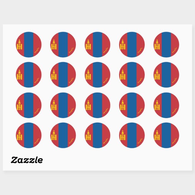 Sticker Rond Drapeau mongol et mongol patriotes / sports (Feuille)