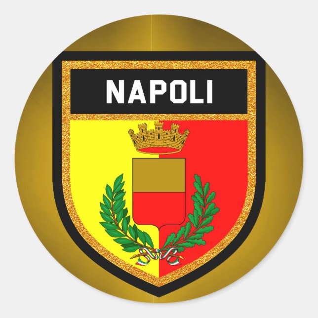 Sticker Rond Drapeau Napoli (Devant)