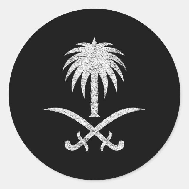 Sticker Rond Drapeau national de l'Arabie Saoudite Emblème Sy (Devant)