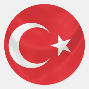 Sticker Rond drapeau national turc