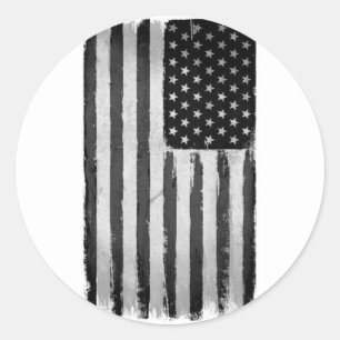 Sticker Rond Drapeau noir et blanc américain