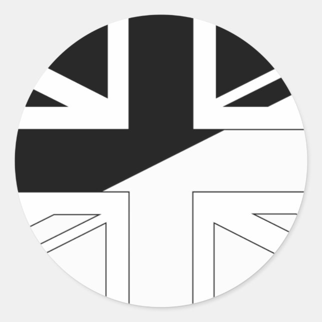 Sticker Rond Drapeau noir et blanc Union Jack British (UK) (Devant)