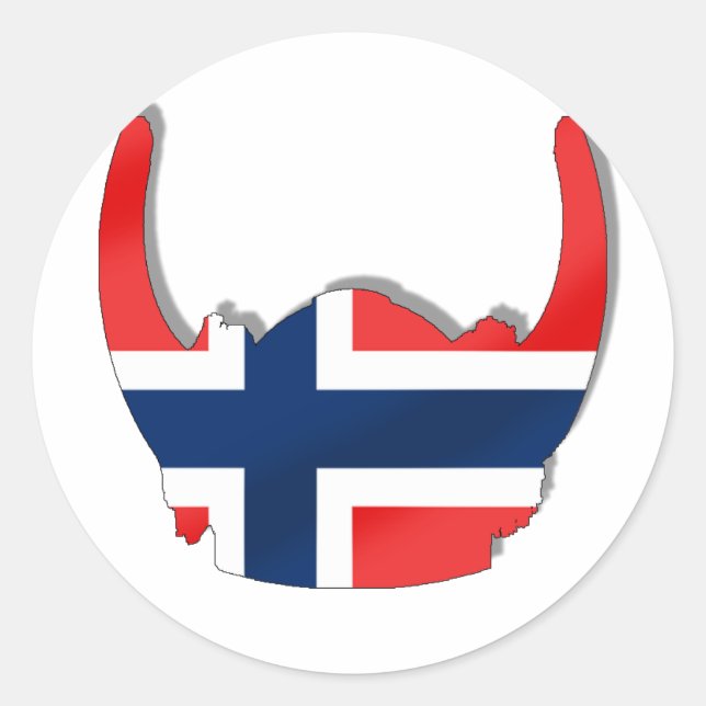 Sticker Rond Drapeau norvégien du casque viking (Devant)
