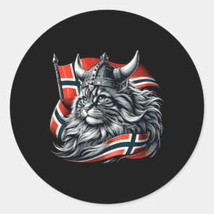 Sticker Rond Drapeau norvégien Viking Norvège