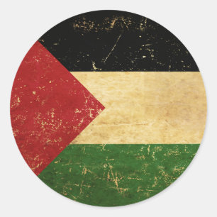 Sticker Rond Drapeau palestinien Vintage