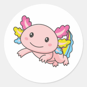 Sticker Rond Drapeau Pansexuel Fierté Juin Lgbtq Axolotl Classi