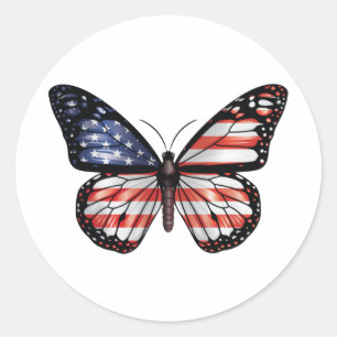 Sticker Rond Drapeau papillon américain