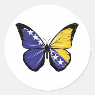 Sticker Rond Drapeau papillon de Bosnie-Herzégovine