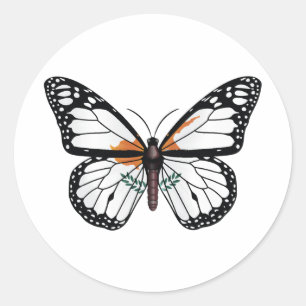 Sticker Rond Drapeau papillon de Chypre
