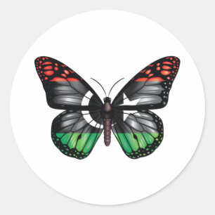 Sticker Rond Drapeau papillon libyen