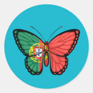 Sticker Rond Drapeau papillon portugais