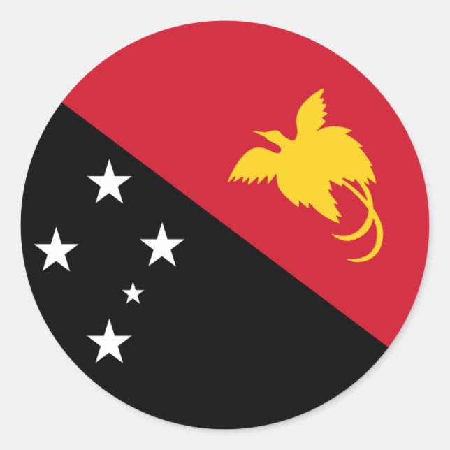 Sticker Rond Drapeau Papouasie-Nouvelle-Guinée, Drapeau Papouas (Devant)