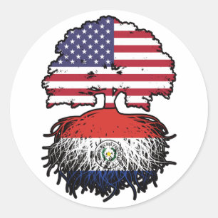 Sticker Rond drapeau paraguayen américain des États-Unis