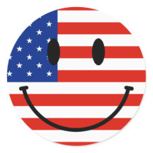 Drapeau Patriotique Américain Avec Visage Souriant