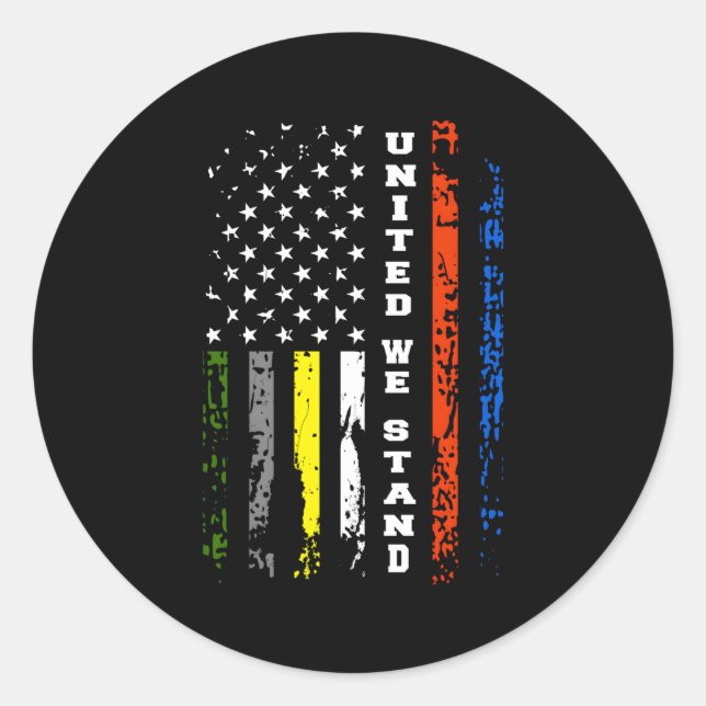 Sticker Rond Drapeau Patriotique Américain Premier Répondant (Devant)