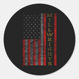 Sticker Rond Drapeau Patriotique Millwrights Us